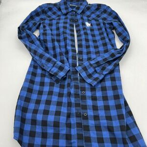 Bossini Smurf Plaid Shirt Dress Papa size small blue